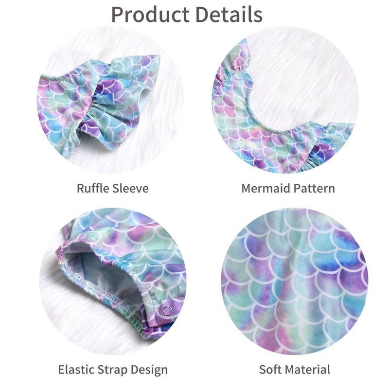 HiHa Infant Baby Mermaid Swimsuit Girls Toddler Ruffle One Piece Bathing Suit Sunsuit Infant 0-6 Months Fish Scale Swimwear 3 Months - Image 2